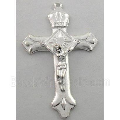 Cross alloy pendant, silver
