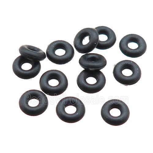black black rubber spacer beads, approx 3mm (FN22724)