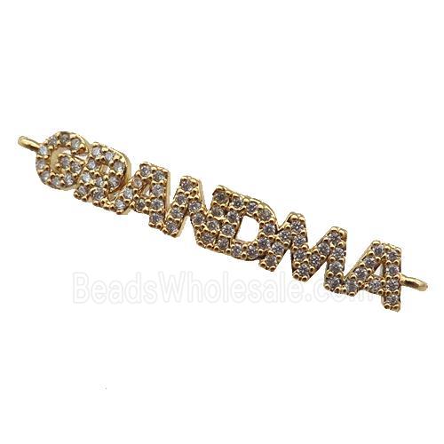 copper GRANDMA connector paved zircon, gold plated