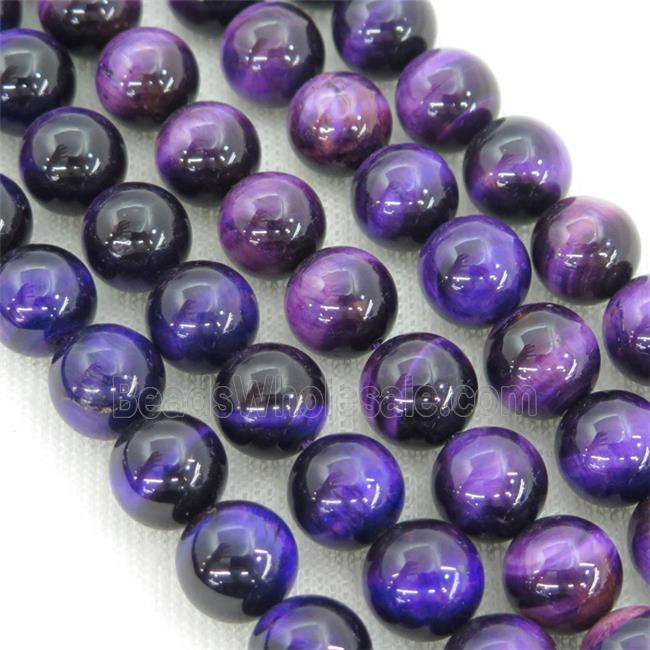 purple Tiger eye stone beads round approx 12mm dia GAM94 12MM