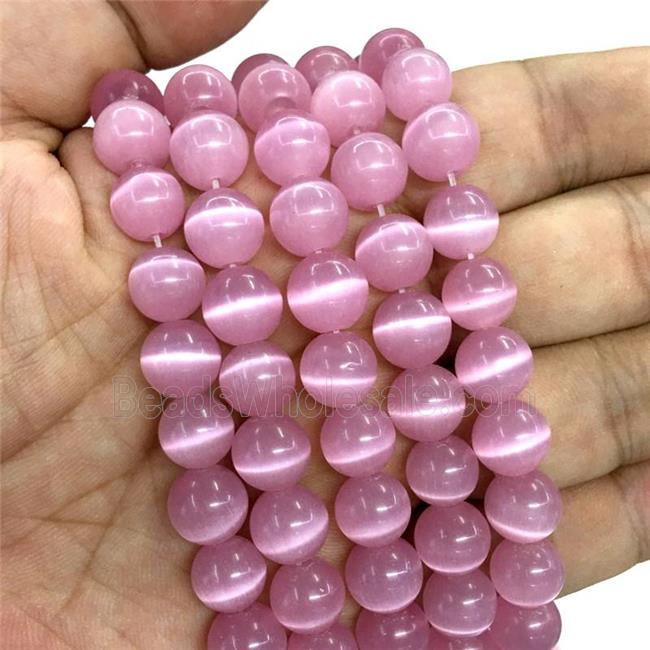 pink round Cats Eye Stone Beads