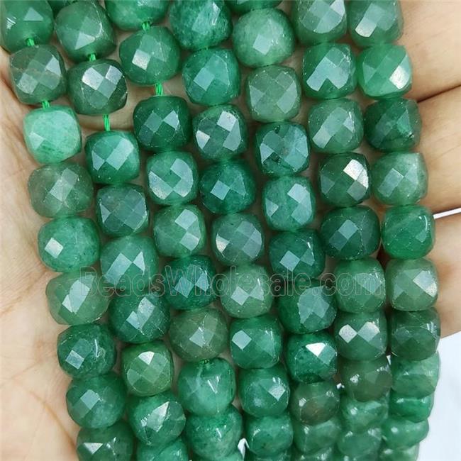 Natural Green Aventurine Beads Faceted Cube