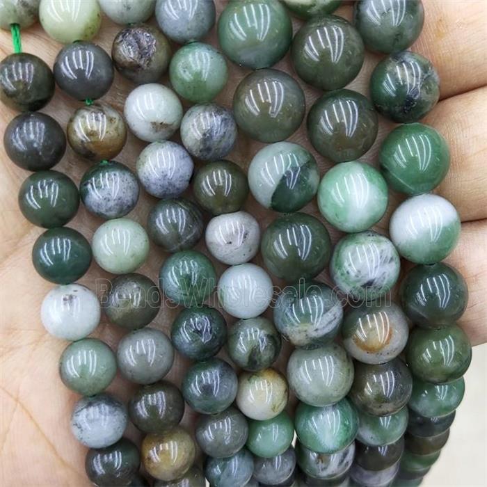 Natural 8mm Green Jadeite Jasper Round Gemstone Beads Pendant Necklace 20 AAA+