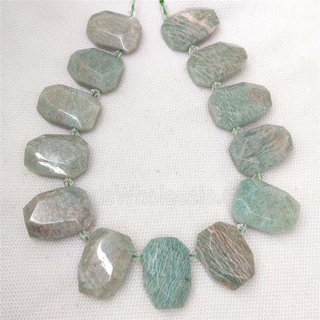 Natural Green Amazonite Beads Topdrilled Faceted