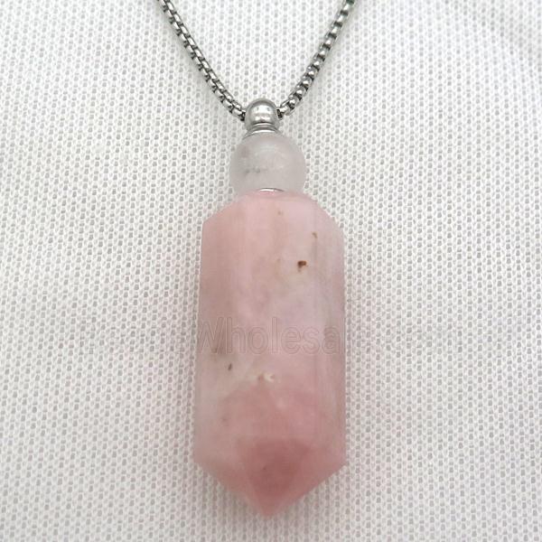 Rose Quartz perfume bottle Necklace 