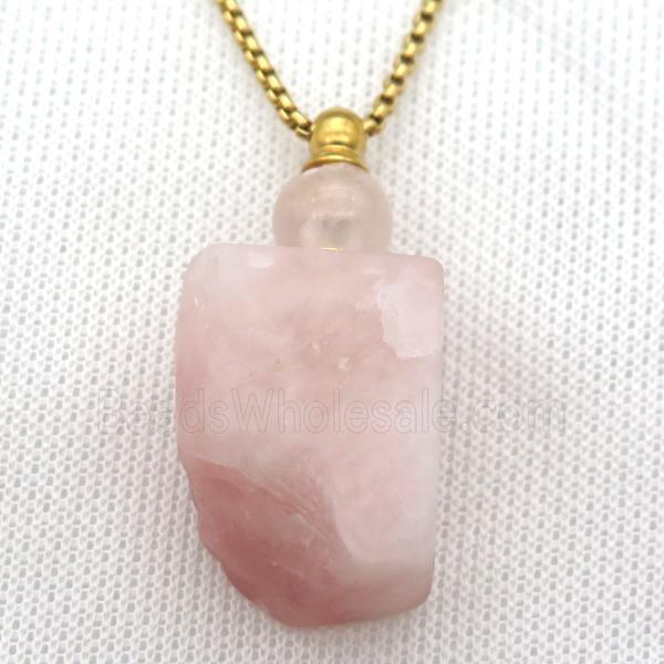Rose Quartz perfume bottle Necklace 