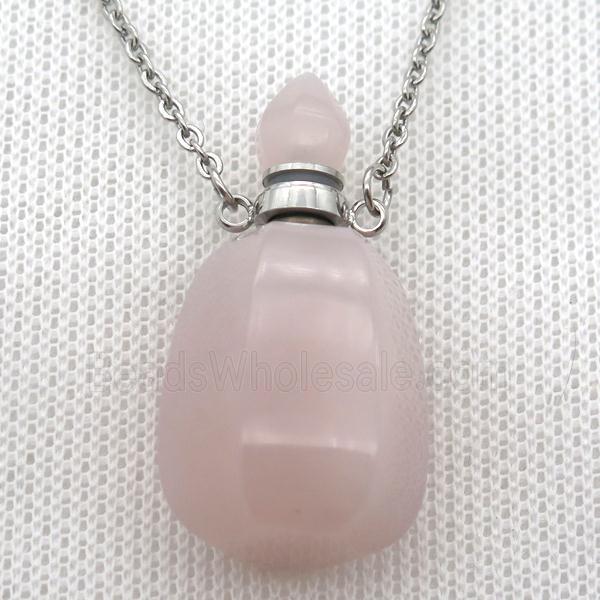 Rose Quartz perfume bottle Necklace 