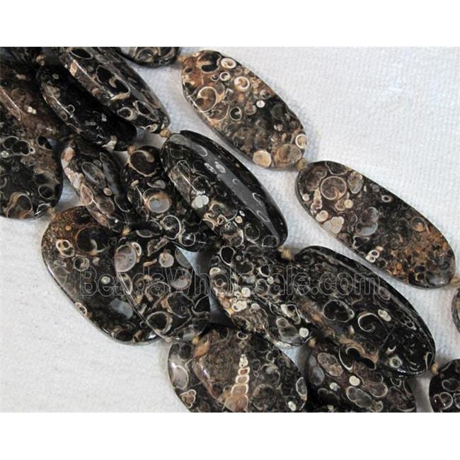 natural Ammonite Fossil beads, flat oval