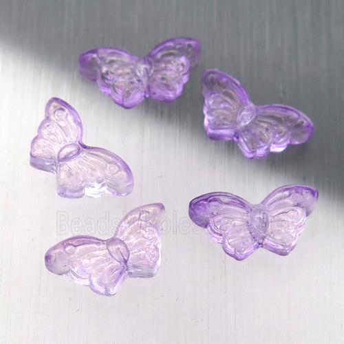 purple crystal glass butterfly beads, approx 8-15mm (GS1712) 