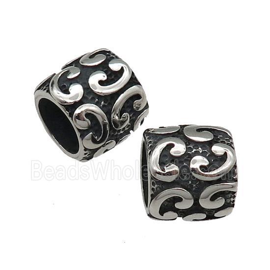 Stainless Steel Tube Beads Antique Silver