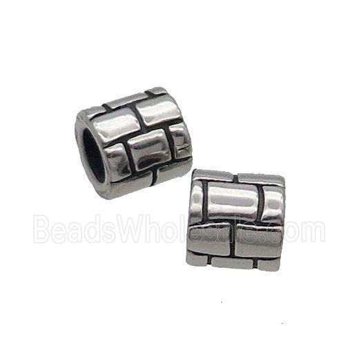 Stainless Steel Tube Beads Large Hole Antique Silver